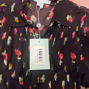 HILL HOUSE MELLIE TOP Floral Black Blouse